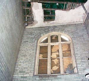 The window before the new panes were inserted. Photo by Alan Smith M.B.E.